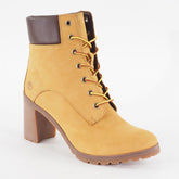 Womens Timberland Allington A1HLS Wheat Nubuck Leather Lace Heeled Casual Boots